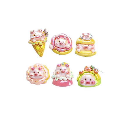 Glossy Pig Resin Beads Playful Dessert Design 10pcs 5