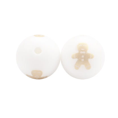 15mm Printed Christmas Silicone Beads Festive Holiday Designs 50pcs 6