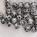 Jelly Bubblegum Beads 20mm White Leopard Print Glossy 10pcs