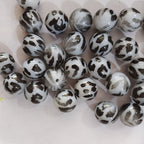 Jelly Bubblegum Beads 20mm White Leopard Print Glossy 10pcs