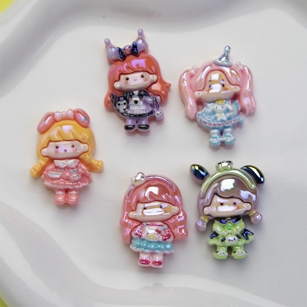 Plating Sanrio Resin Beads Glossy Pretty Girl Series 10pcs
