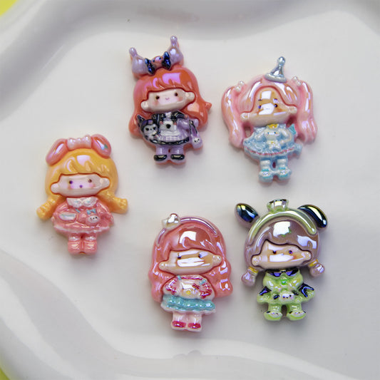 Plating Sanrio Resin Beads Glossy Pretty Girl Series 10pcs