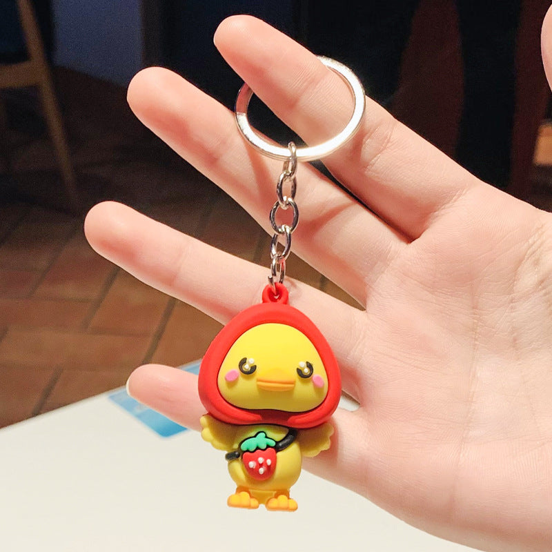 Silicone Fruit Theme Cartoon Duck Keychain Vibrant Colors 4