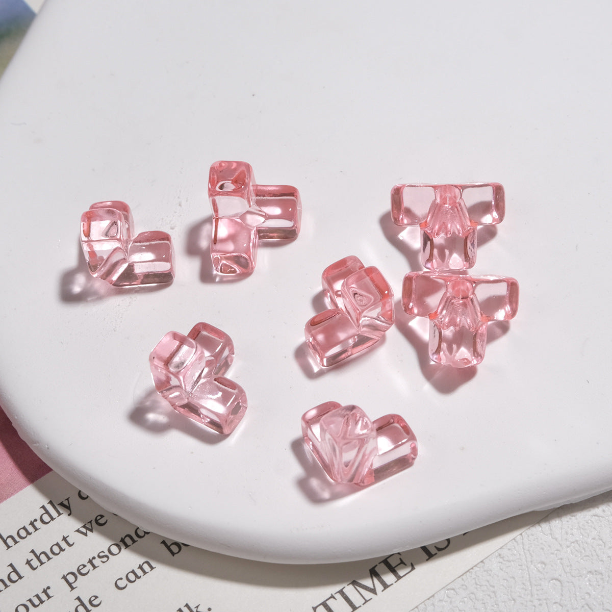 Transparent Square Acrylic Beads 9mm Tetras Colorful 30pcs 13