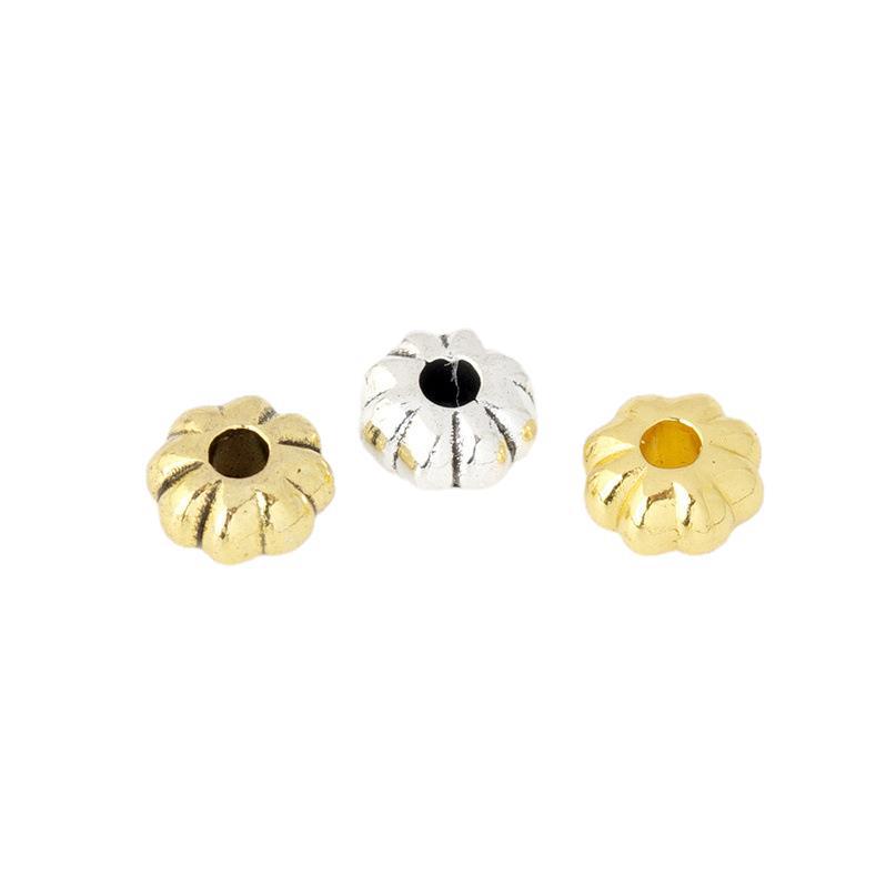 Alloy Flat Pumpkin Spacer Beads 5-7mm Striped Tibetan Style 100pcs 5