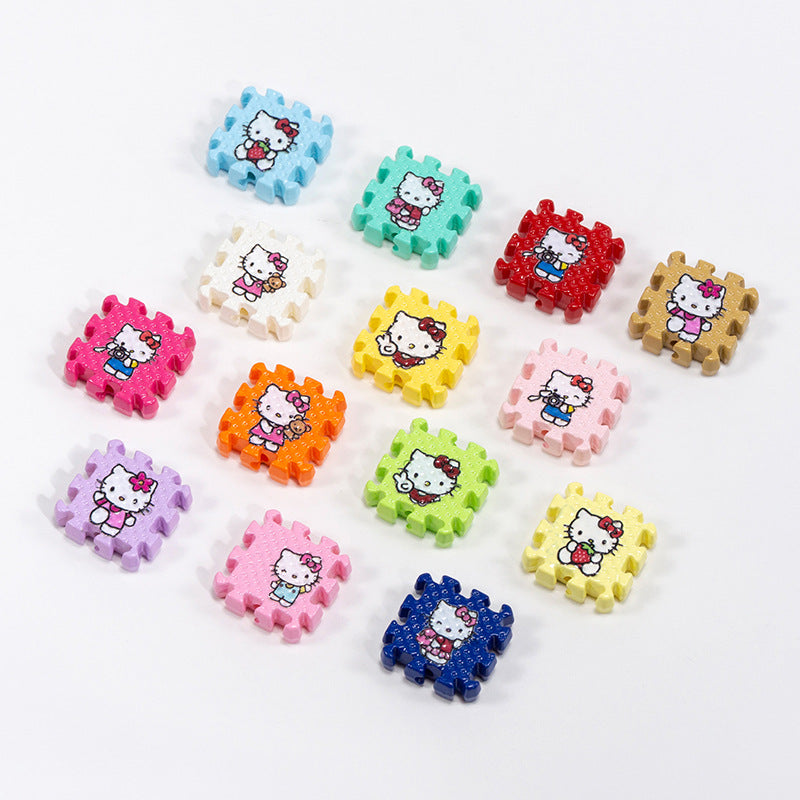 Hello KT Puzzle Acrylic Square Beads 18mm Colorful 10pcs 5