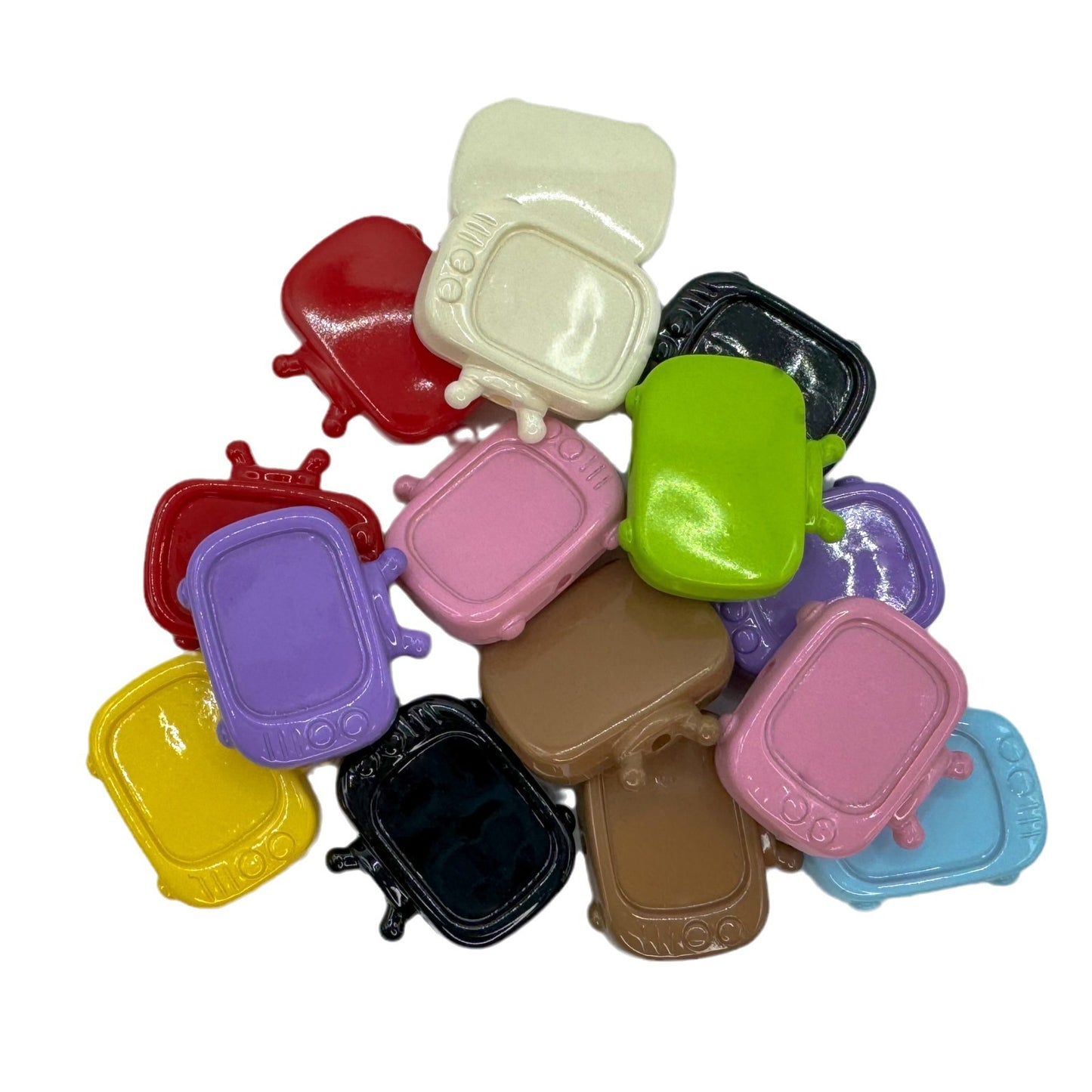 Painted TV Acrylic Beads 29mm Glossy Baked Finish 10pcs 5