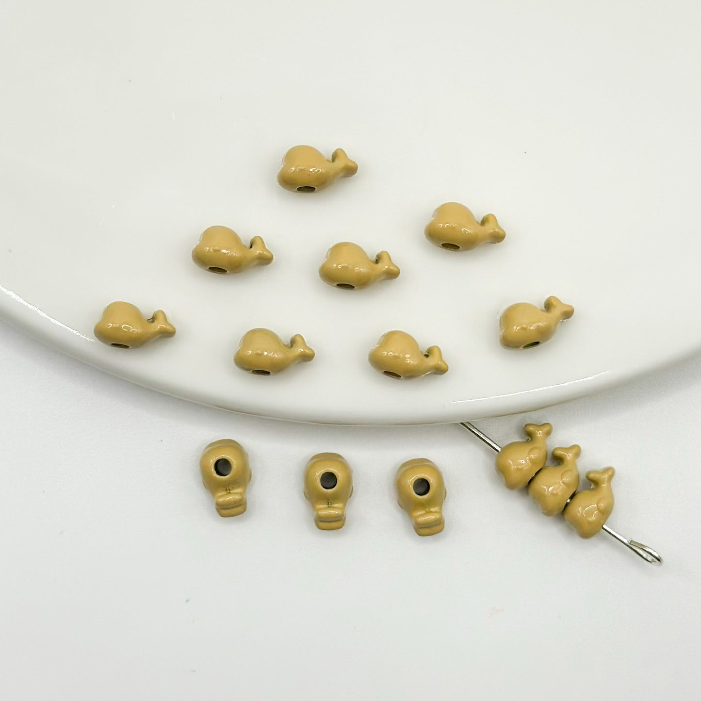 Whale Metal Beads 8mm Baking Painted Colorful 50pcs 19