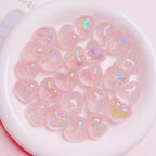 Glow Heart Acrylic Beads 21mm Glitter Iridescent Pastel 10pcs 4