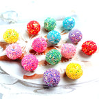 Glitter Bubblegum Beads 16mm Colorful Iridescent Sparkle 1pc