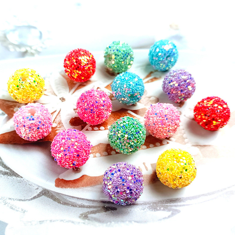 Glitter Bubblegum Beads 16mm Colorful Iridescent Sparkle 1pc