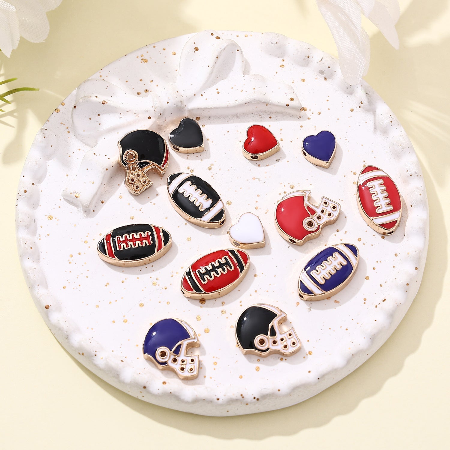 Rugby Series Metal Beads Enamel Painted Zinc Alloy 50pcs 2