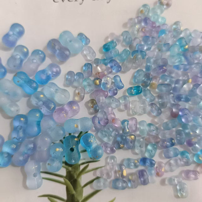Acrylic Peanut Spacer Beads 3x6 6x11mm Transparent Frosted Gilded 1000pcs 10