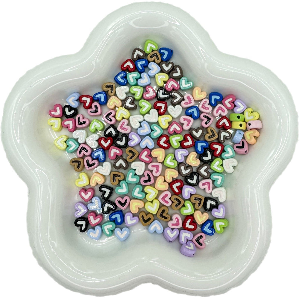 Heart Metal Beads 8mm Two-Tone Enamel Baked Finish 20pcs 5
