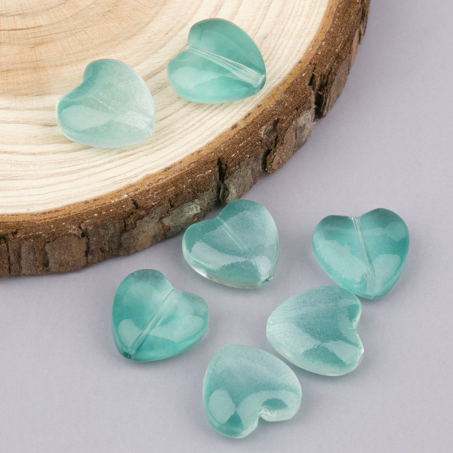 Colored Heart-Shaped Transparent Glass Beads 12mm 20pcs 11