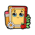 Silicone Focal Beads Cartoon Pencil Apple Holding Book 20pcs 4