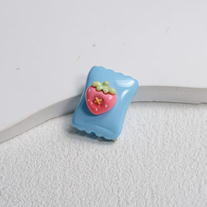 Fruit Snack Bag Acrylic Square Beads 23mm Glossy Detailed 10pcs 9