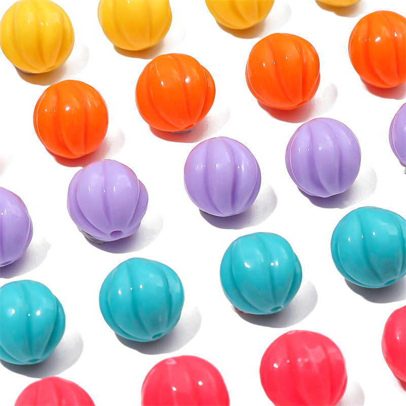Opaque Pumpkin Acrylic Beads 12mm Colorful Round 40pcs 5