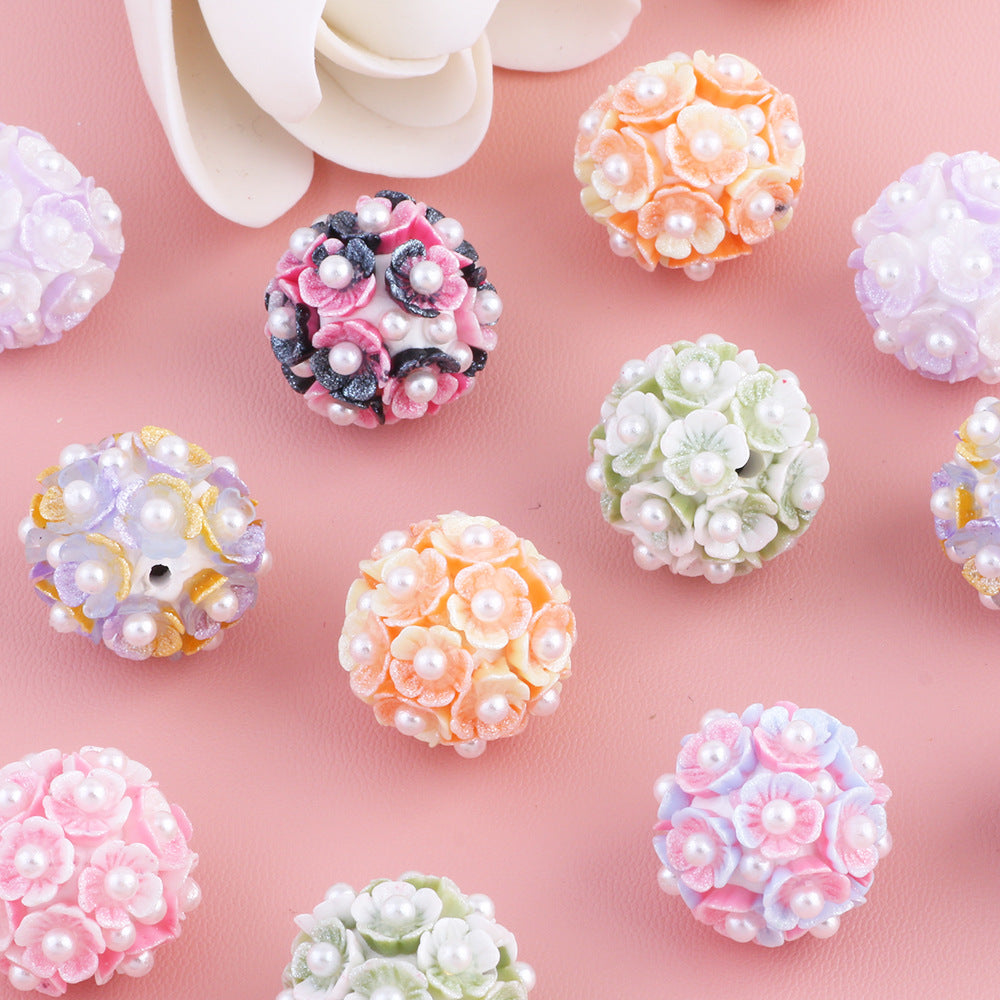 Flower Cluster Clay Beads 20mm Glow In The Dark Pastel Pearl 10pcs 4
