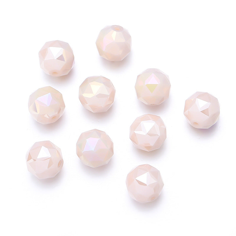 Faceted Round Glass Beads 10mm Cut Surface Multicolor 20pcs 6