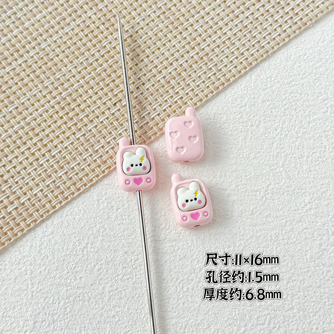Painted Metal Beads 16mm Enamel Baking Phone & Yogurt Box 10pcs 5