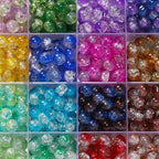 Ice-Cracked Round Glass Beads 8mm Vibrant Vintage Colors 50pcs 2
