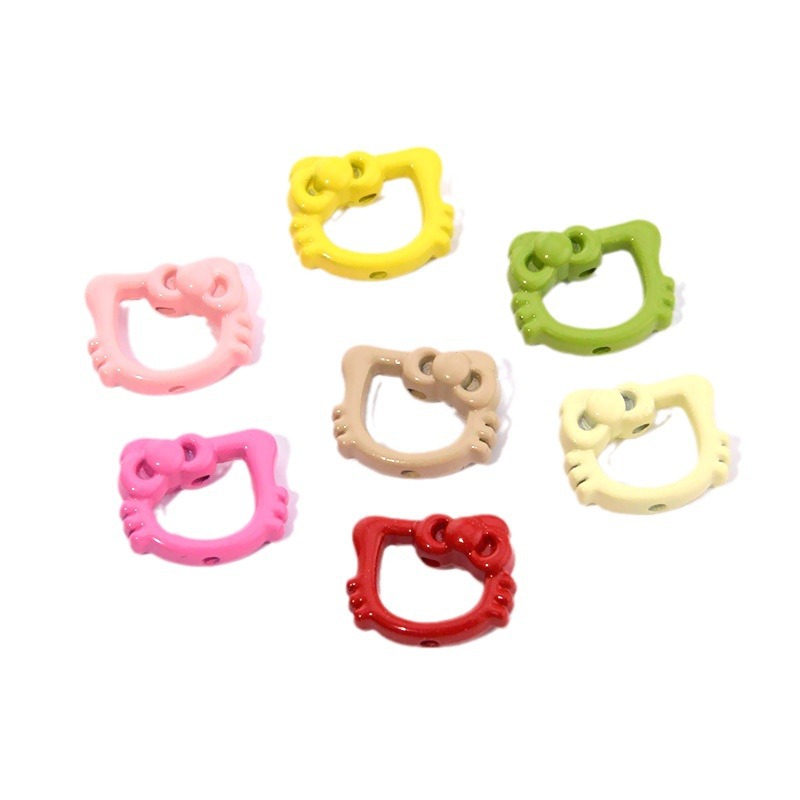 Hollow Kitty Metal Beads 16mm Painted Plating Alloy 20pcs 5
