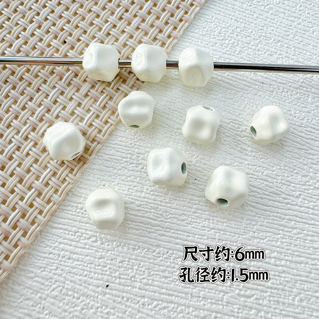 Heart Stone Metal Beads 6mm 9mm Glossy Painted Pastel Colors 50pcs 16