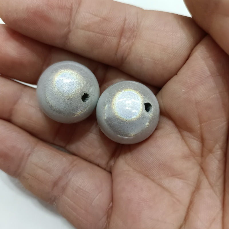 Plated Bubblegum Beads 20mm Iridescent Laser-coated Bulb 50pcs 2