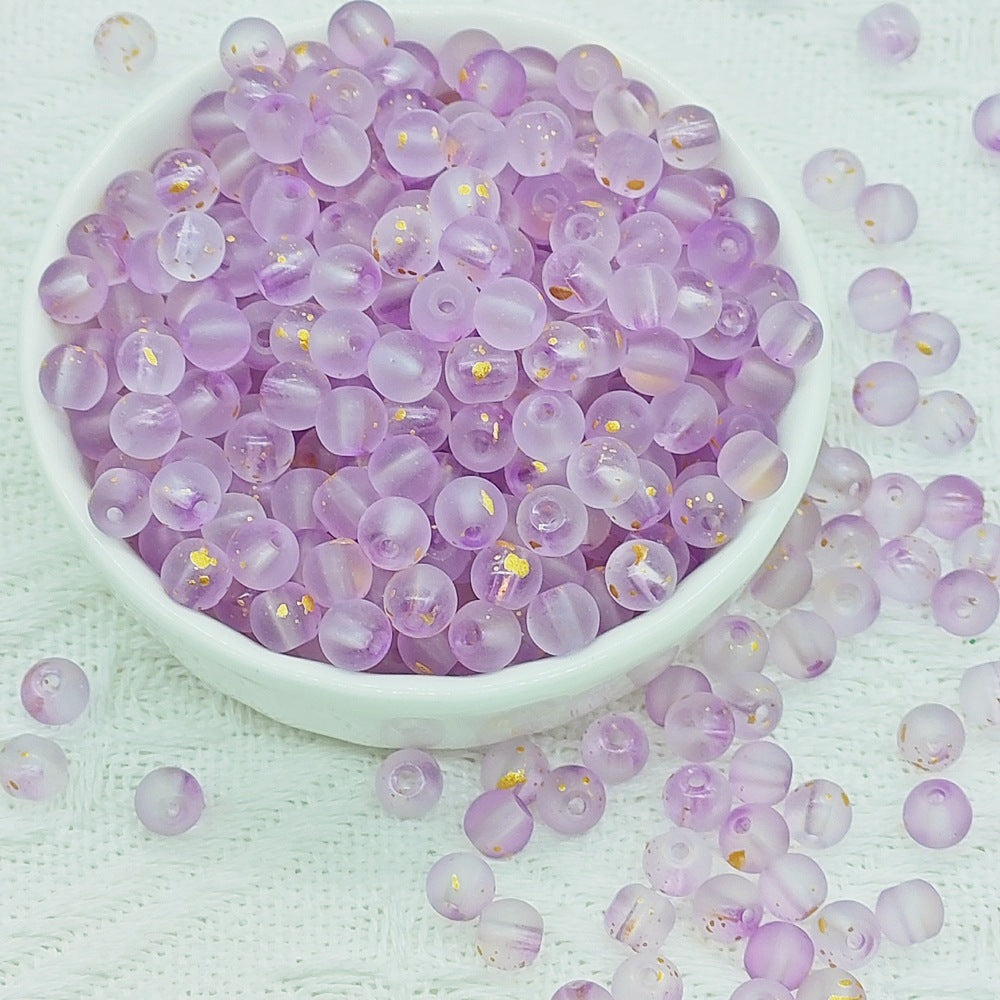 Frosted Round Glass Beads 6mm Colorful Speckled Matte Finish 50pcs 40
