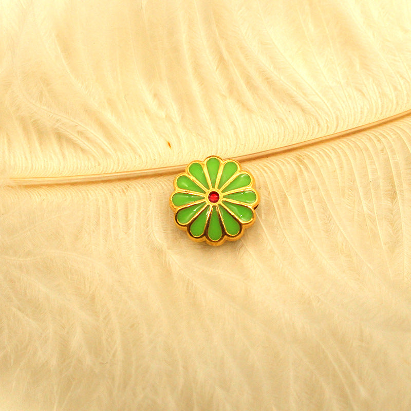 Flower Metal Beads 11mm Cloisonne Sunflower Enamel Alloy 30pcs 13