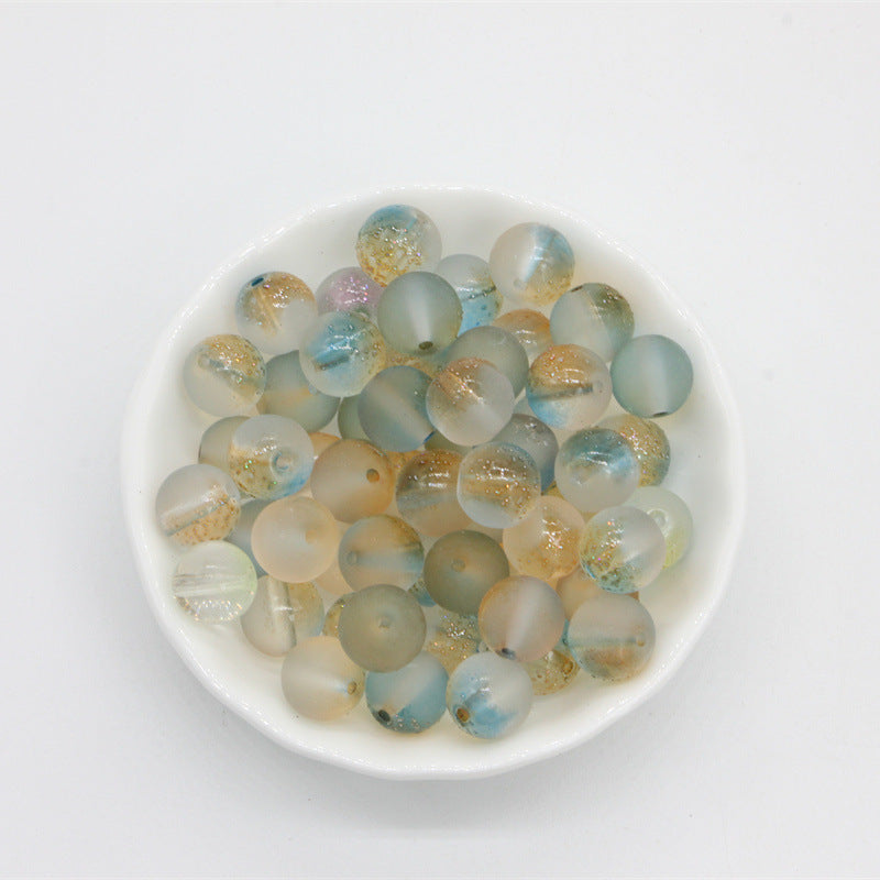 Frosted Transparent Round Glass Beads 10mm Soft Matte Finish 50pcs 12