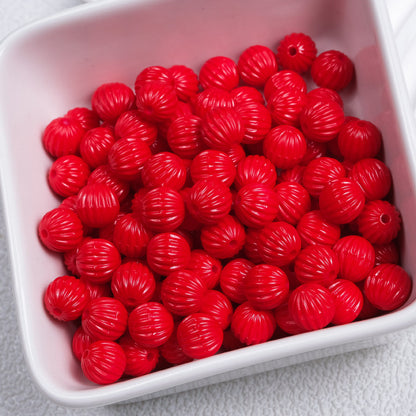 Painted Pumpkin Acrylic Beads 9mm Striped Bright Colors 100pcs 8