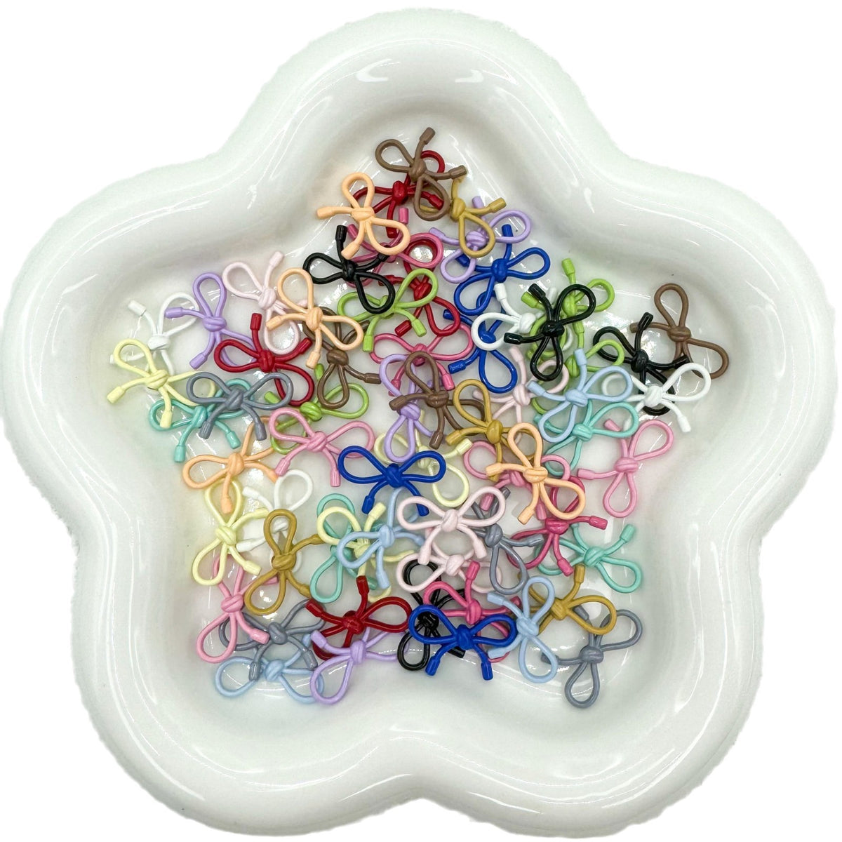 Hollow Bow Metal Beads 13x12mm Glossy Baking Painted Alloy 20pcs 5