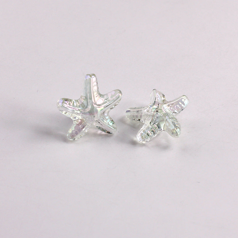 Plating Transparent Starfish Acrylic Beads 19mm Assorted Colors 100pcs 11