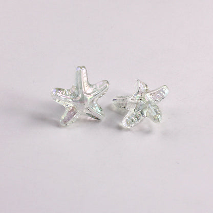 Plating Transparent Starfish Acrylic Beads 19mm Assorted Colors 100pcs 11