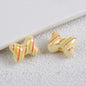 Plating Striped Bow Acrylic Beads 14.7×11.2×8mm Colorful Mixed 50pcs 11