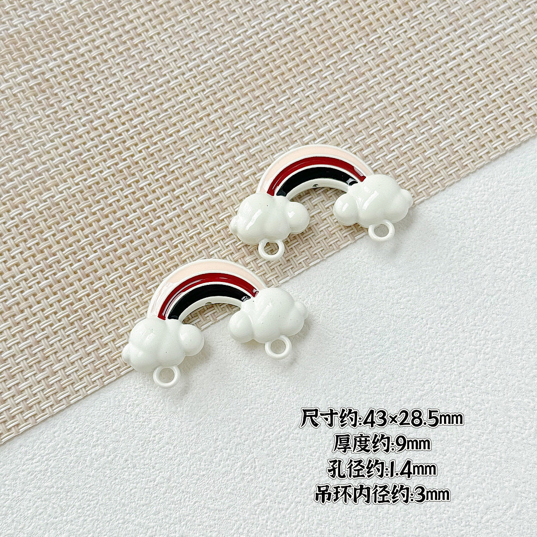 Painted Rainbow and Swing Plate Metal Beads 43mm 28mm Baking Finish 10pcs 7