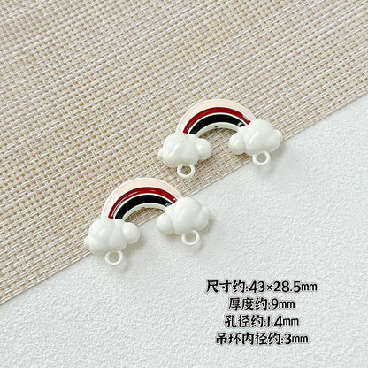 Painted Rainbow and Swing Plate Metal Beads 43mm 28mm Baking Finish 10pcs 7