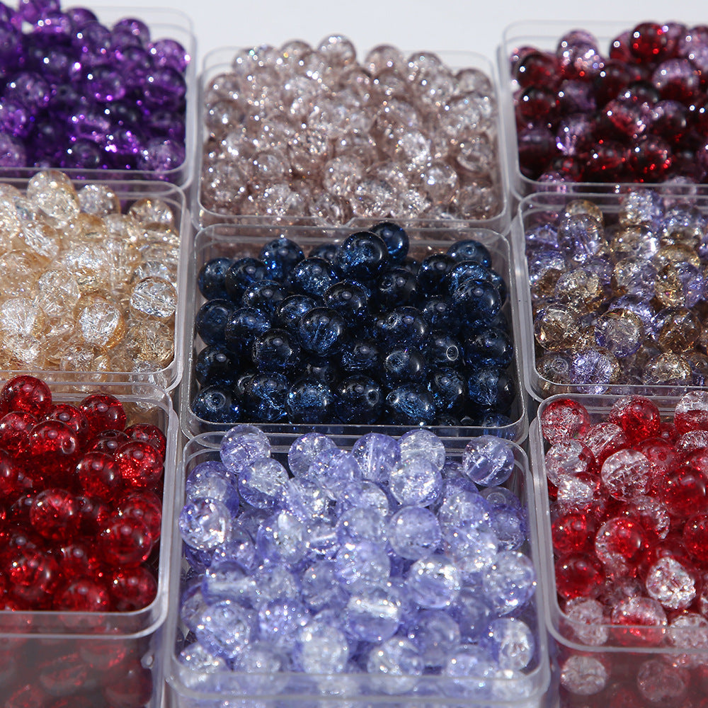 Gradient Crackle Round Glass Beads 10mm Vibrant Mixed Colors 60pcs 2