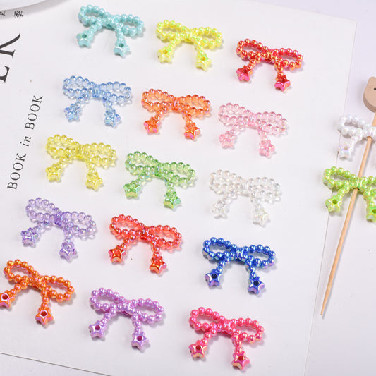 Knitted Bow Acrylic Beads 32mm Solid and Transparent Colors 10pcs