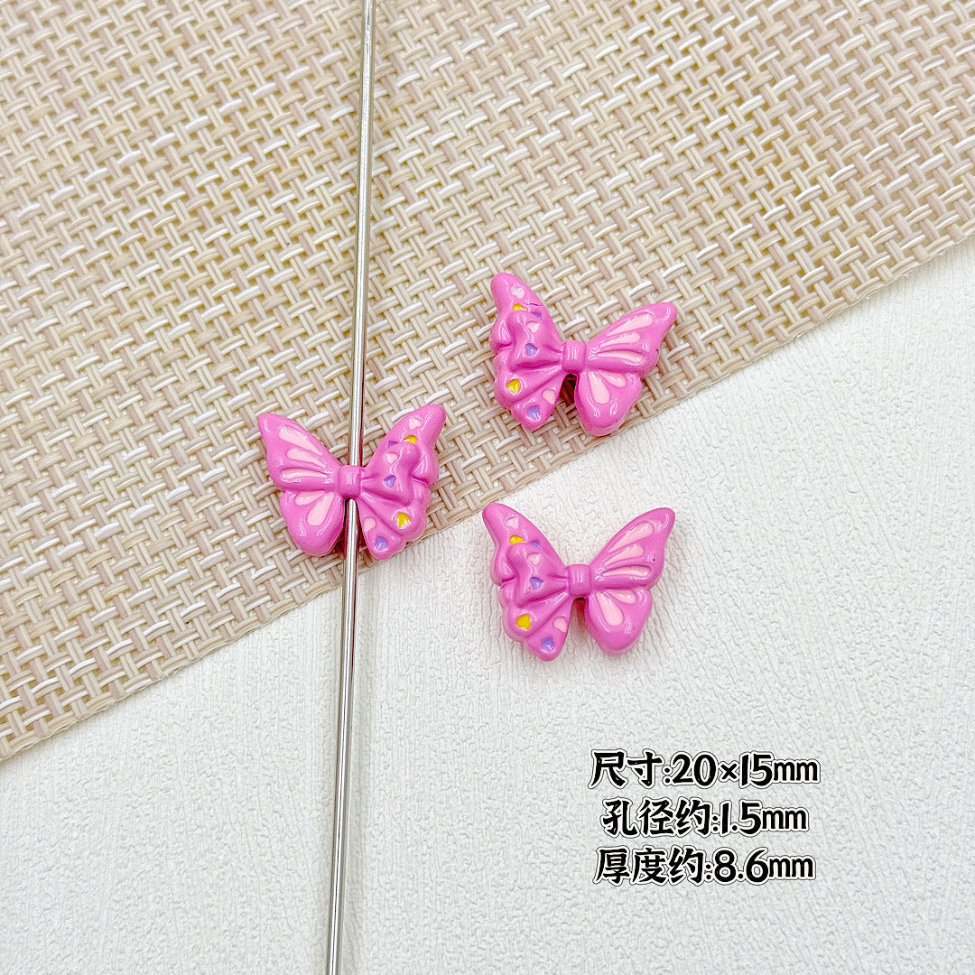 Flower Butterfly Metal Beads 16-20mm Baking Painted Glossy Finish 10pcs 19