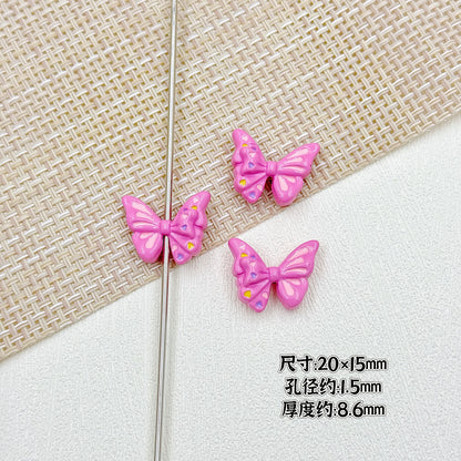 Flower Butterfly Metal Beads 16-20mm Baking Painted Glossy Finish 10pcs 19