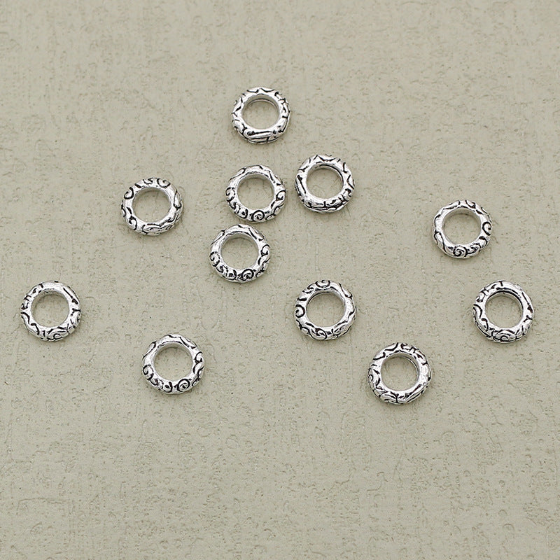 Alloy Ring Spacer Beads 8mm Antique Silver Tibetan Pattern 100pcs 3