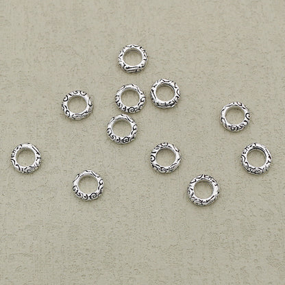 Alloy Ring Spacer Beads 8mm Antique Silver Tibetan Pattern 100pcs 3