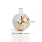Frosted Round Glass Beads 8-12mm Translucent Gold Floral Design 50pcs 3