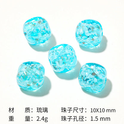 Lampwork Glass Beads Round 12mm Crackle Sugar Texture Foil 25pcs 10