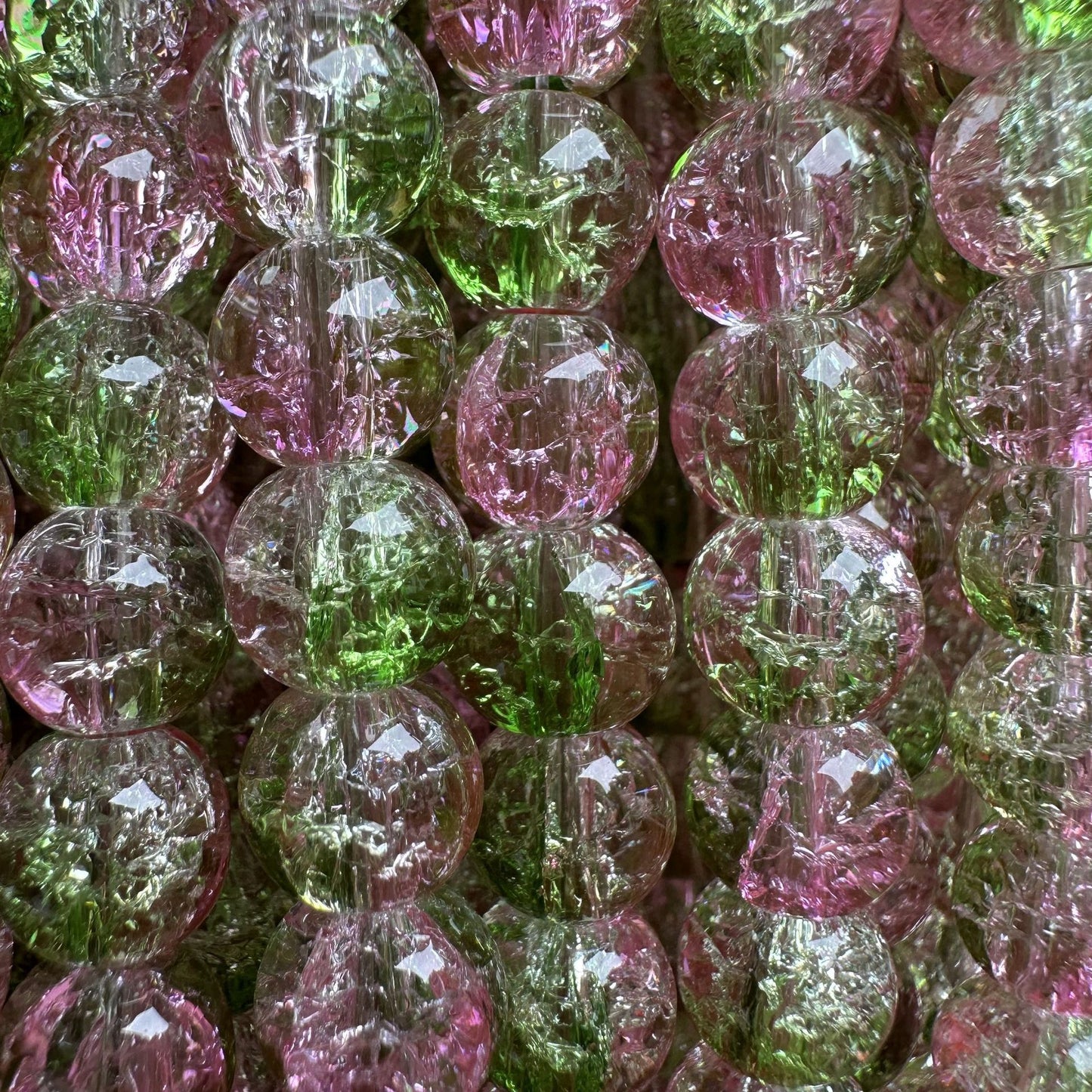 Crackle Glass Beads Round 8mm Dual Color Explosion 10 Strands 39