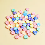 Heart Clay Beads 10mm Plaid Black White Polymer 100pcs 6