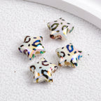 Plated Star Acrylic Beads 15mm Colored UV Plating Leopard Print 50pcs 3